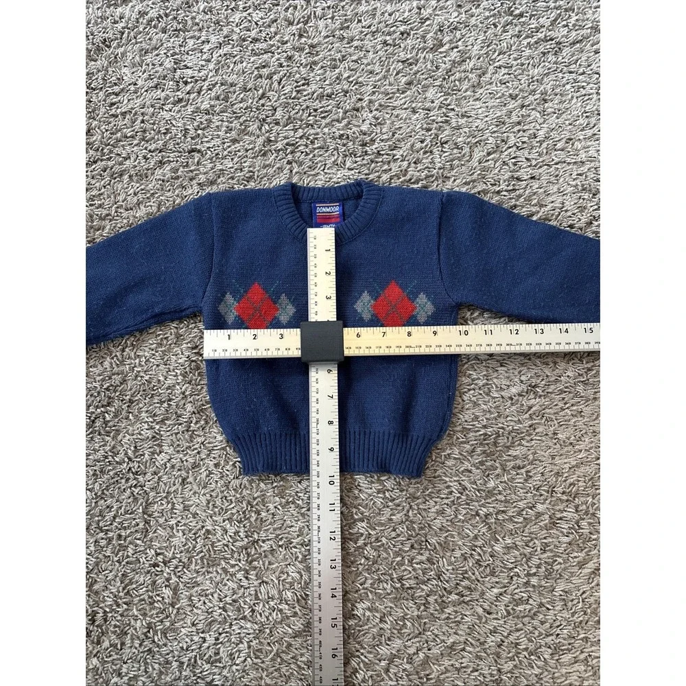 Vintage 90s Donmoor Crewneck Preppy Sweater Boys Size 18 Mos Blue Red - Picture 2 of 5